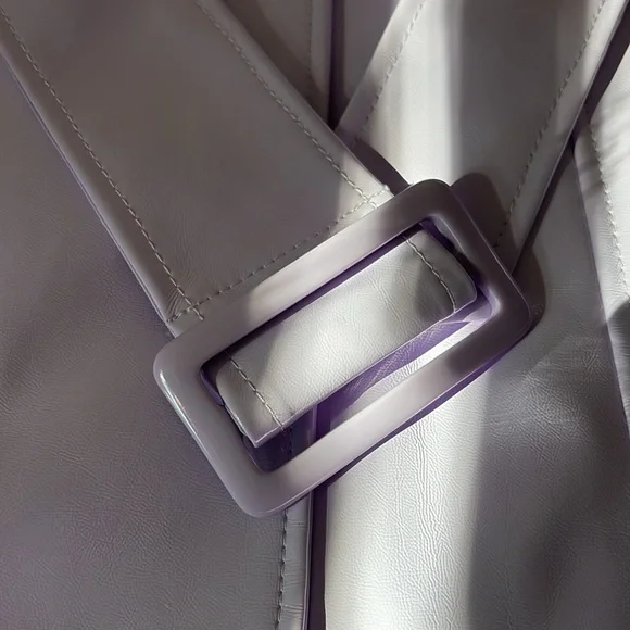 ASOS Luxe Faux Leather Coat with Faux  Fur  collar and cuffs, Lavender, 8 - Picture 9 of 9